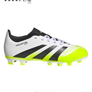 adidas kids cleats in White, Black, and Neon Yellow